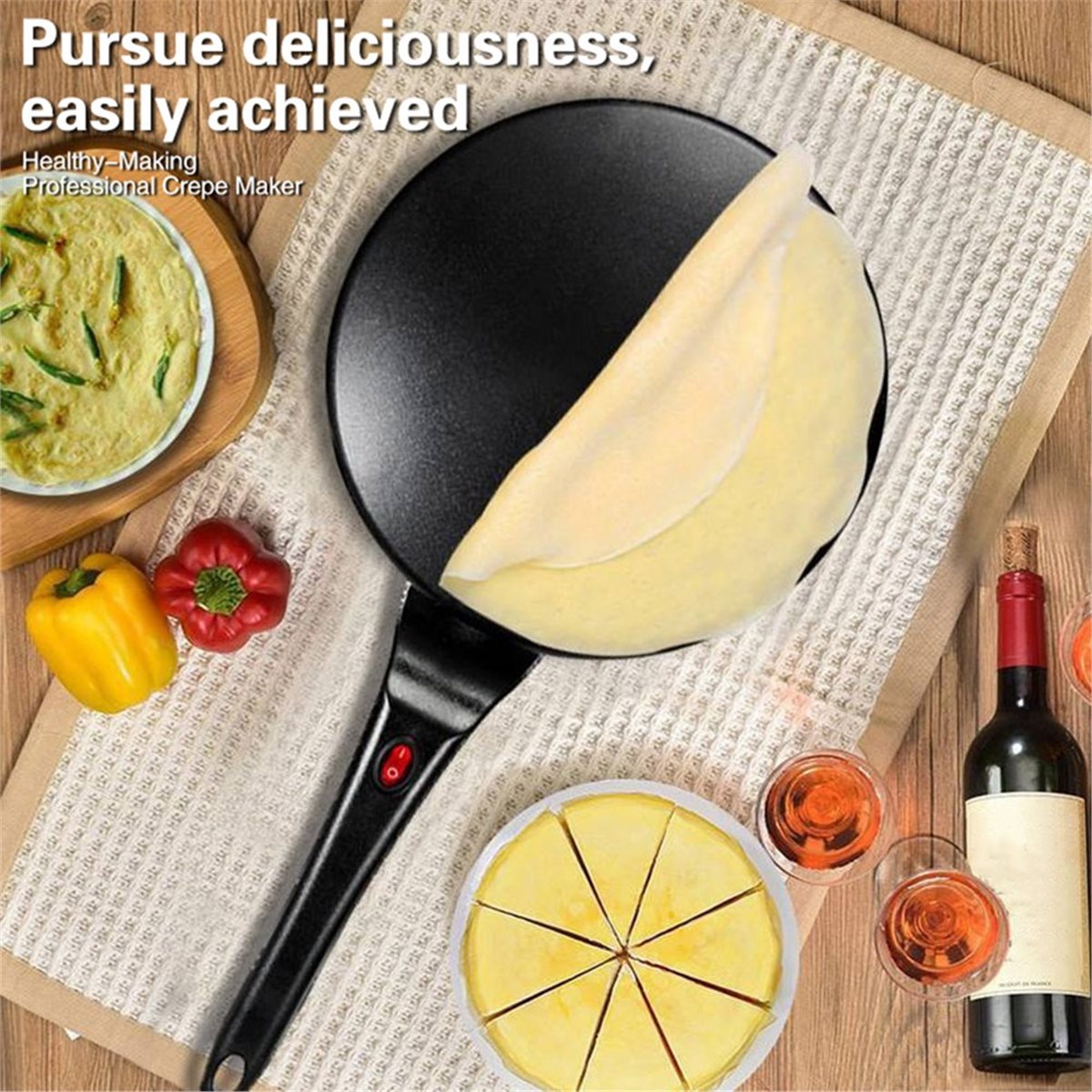 Crepe Maker Non Stick - Crepiera Elettrica M10K, Piastra Antiaderente per