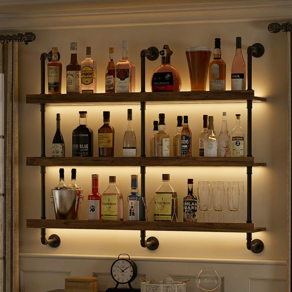 Kitchen Appliances Rack - Portabottiglie da parete con luce LED,